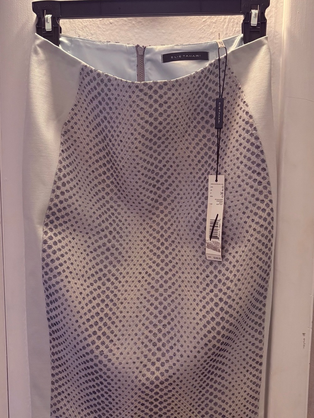 Elie Tahari Light Blue Patterned Pencil Skirt